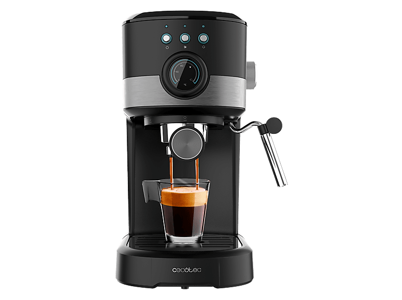Cafetera express - Cecotec Power Espresso 20 Pecan Pro, bar, 1100 W, 1.25 l, 2 tazas, Negro