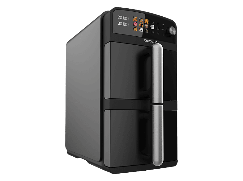 Freidora de aire - Cecotec Cecofry DuoLevel 10000, 2400 W, 10 l, 2 cubetas, Negro