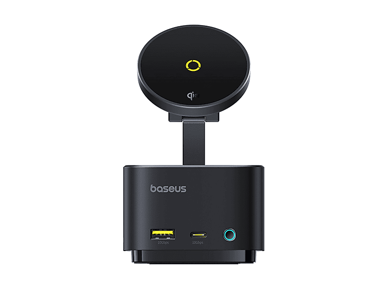 Docking Station - Baseus Serie MagPro II HUB 7 en 1, Con Carga Inalámbrica Magnética de 15W, Qi2, Pantalla dual 4k, Ultrarrápido 100W, Negro
