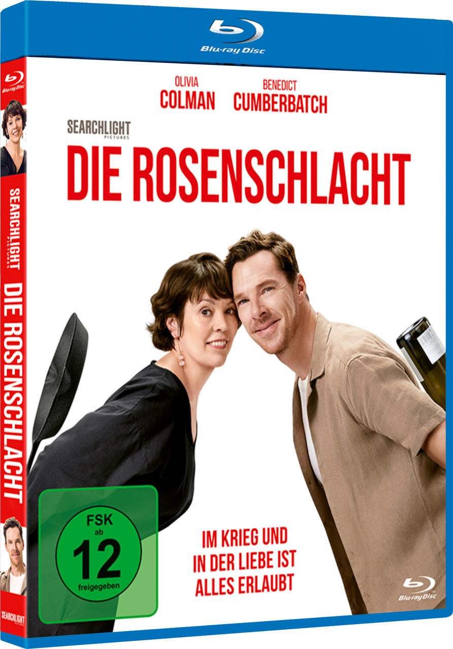 Blu-ray-Boxcover. Olivia Colman und Benedict Cumberbatch sind auf dem Cover von 'Die Rosenschlacht' abgebildet.