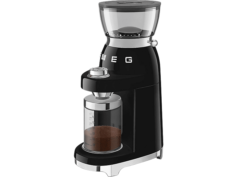 Smeg CGF03BLEU 50's Style Kaffeemühle (Schwarz, 150 Watt, Edelstahl Kegel-Mahlwerk)