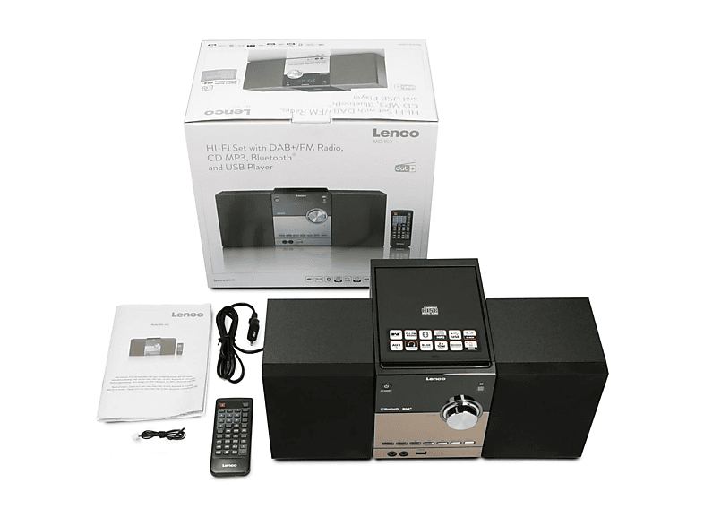 Lenco MC-150 Stereoanlage mit DAB+/FM/CD/MP3/Bluetooth/USB, Schwarz; Kompaktanlage — Foto 4 von 4