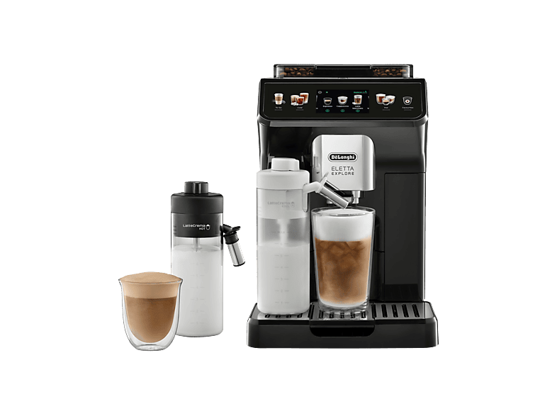 DELONGHI Eletta Explore ECAM450.55.G - 40 heiße und kalte Rezepte, 4 Benutzerprofile, einfache Bedienung, Kaffeevollautomat Grau