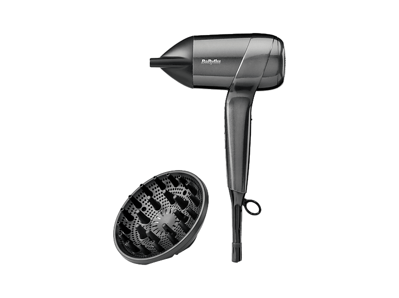 Secador - BaByliss Titanium Shine D6200DE, 1600 W, 3 Temperaturas/Velocidades + Aire Frío, Iónico Antiencrespamiento, Difusor incluido, Plata