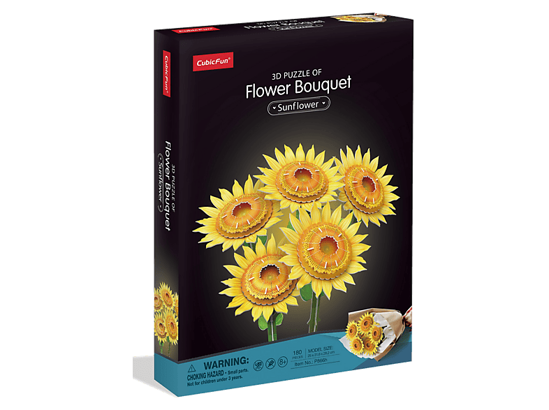 Puzzle 3D CUBIC FUN Flower Bouquet Bukiet kwiatów Słoneczniki P866H (180 elementów)
