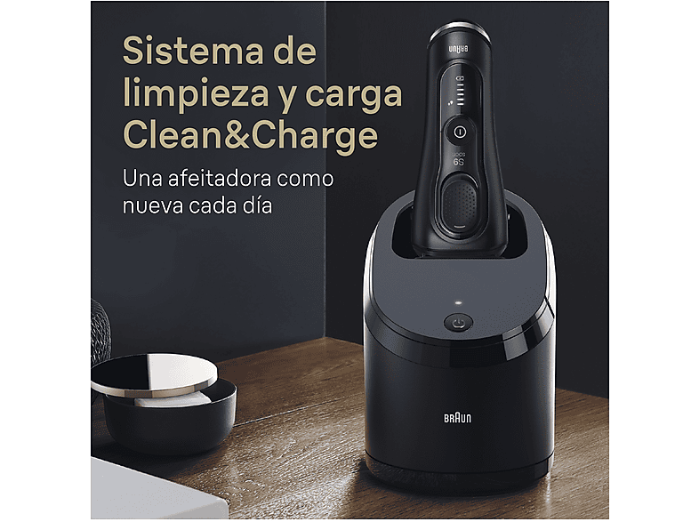 Afeitadora - Braun eléctrica Series 9 Sport CC, Centro de carga y limpieza SmartCare, Wet&Dry, Autonomía 60 min, Negra – imagen 2