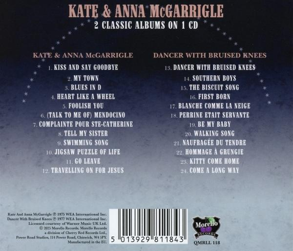 CD-Cover. Titel: Kate & Anna McGarrigle. Enthält Titellisten für zwei Alben. Enthält Albumdetails, Logo und Barcode.