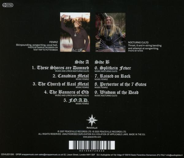 Albumcover mit Bandfotos, Titelliste und Text. Schwarzer Hintergrund. Text enthält den Bandnamen, Albumtitel und Credits.