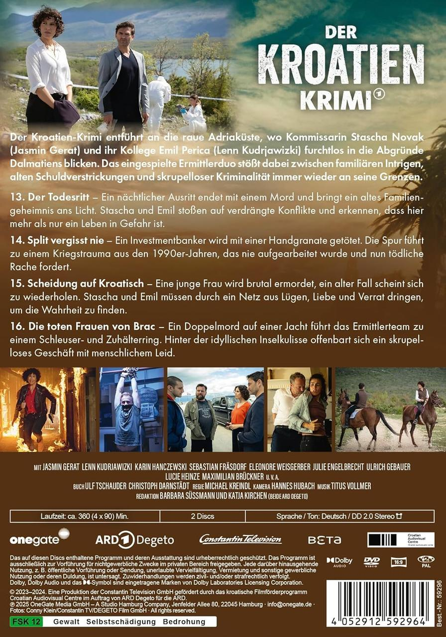 DVD-Cover. Titel: Der Kroatien Krimi. Menschen vor Küstenhintergrund. Text auf Deutsch.