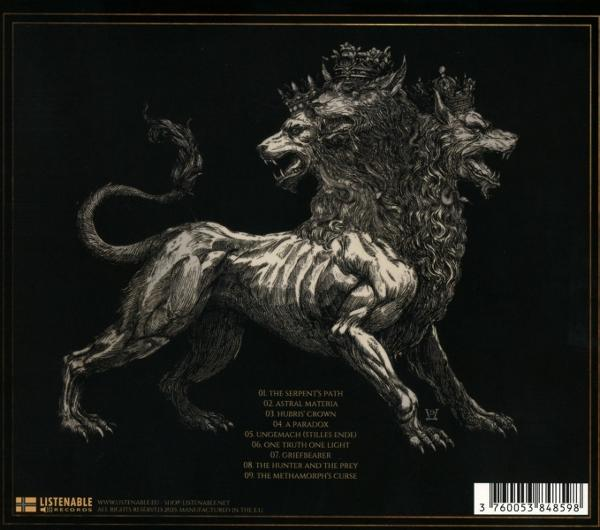 Illustration eines zweiköpfigen Löwen mit Kronen. Dunkler Hintergrund. Text listet Songtitel und einen Barcode auf.