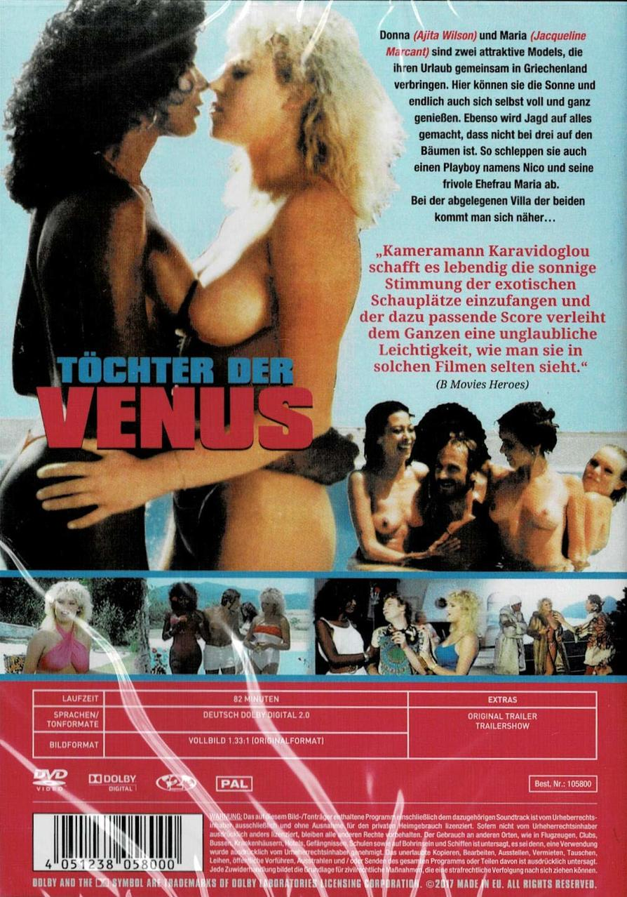 Filmposter mit zwei eng beieinander stehenden Frauen. Der Titel 'Töchter der Venus' in roten Buchstaben.