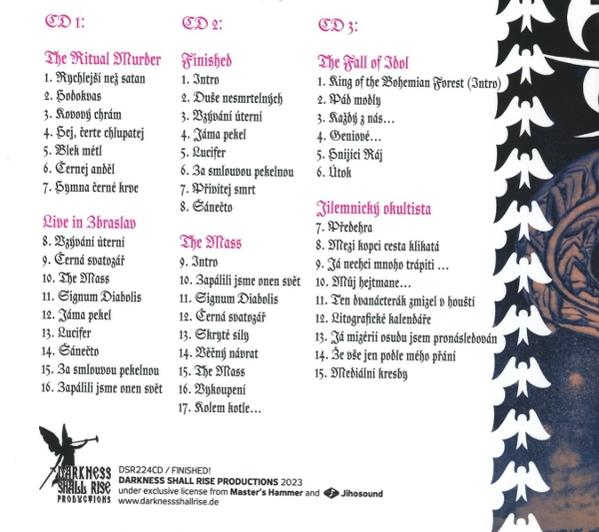 CD-Cover listet tschechische Songtitel auf. Enthält Bandnamen, Albumtitel und ein Logo einer geflügelten Figur.