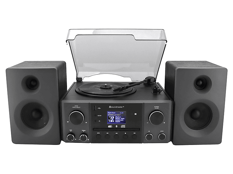 Soundmaster MCD1950SW Stereo-Musikcenter mit DAB+/UKW Radio, CD/MP3, Plattenspieler, USB, Bluetooth, Encoding; Kompaktanlage