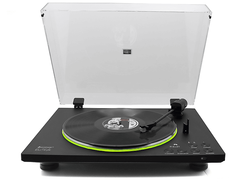 Soundmaster PL860SW Vollautomatischer Plattenspieler mit Fernbedienung, LED - Plattentellerbeleuchtung, Magnettonabnehmersystem, Bluetooth