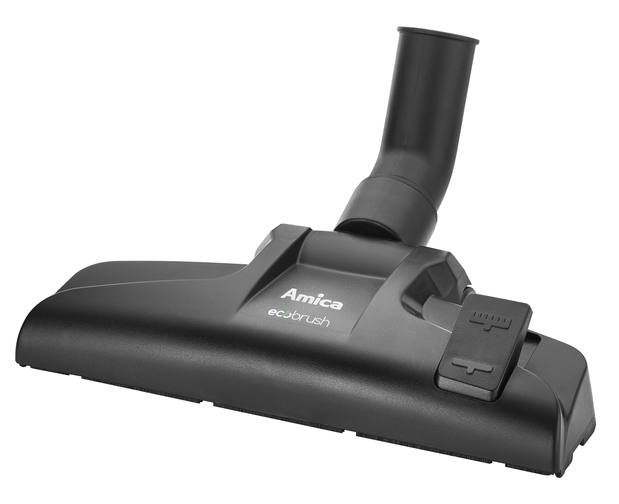 Czarna głowica odkurzacza Amica ecobrush. Jest na białym tle.