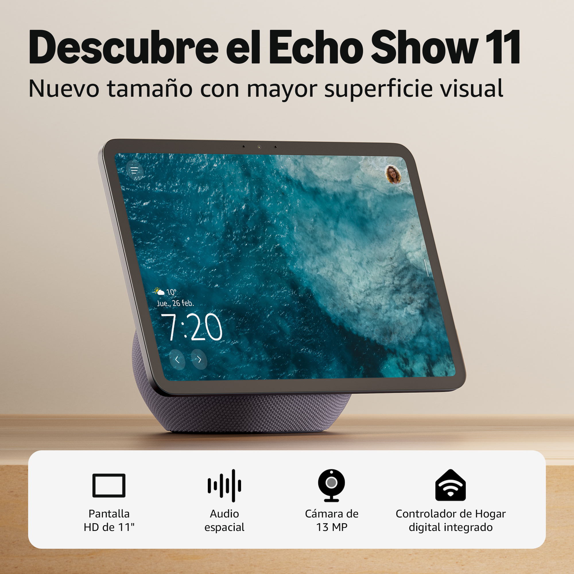 Altavoz inteligente | Amazon Echo Show 11, Pantalla Táctil Full HD