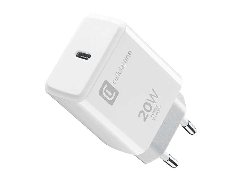 Caricabatteria Cellularline Usb-C Charger 20W da 20W, Bianco