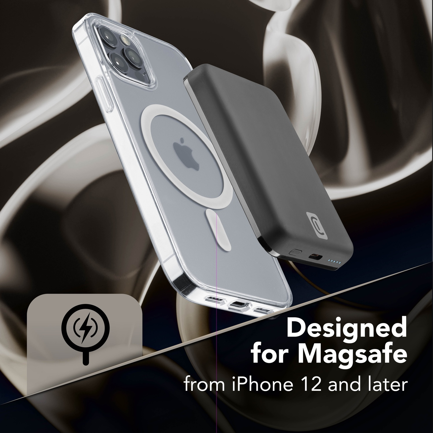 cellularline - Mag Speaker - Speaker Bluetooth magnetico - 3 Watt - Play Time: 12 Ore - Compatibilità: iPhone 12 e serie successive, Smartphone con retro magnetico - Nero