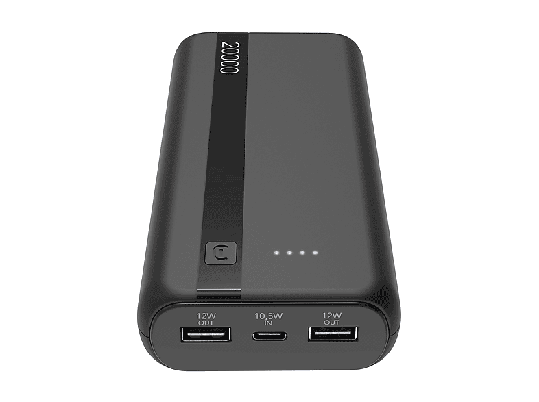 POWER BANK CELLULARLINE Batteria portatile 20000 mAh, Nero