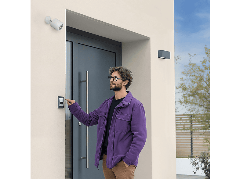 HAMA Smarte Überwachungskamera mit Licht u. Bewegungsmelder, WLAN, für außen