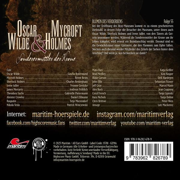 Poster für 'Oscar Wilde & Holmes'. Text und Besetzungsliste mit Logo unten.