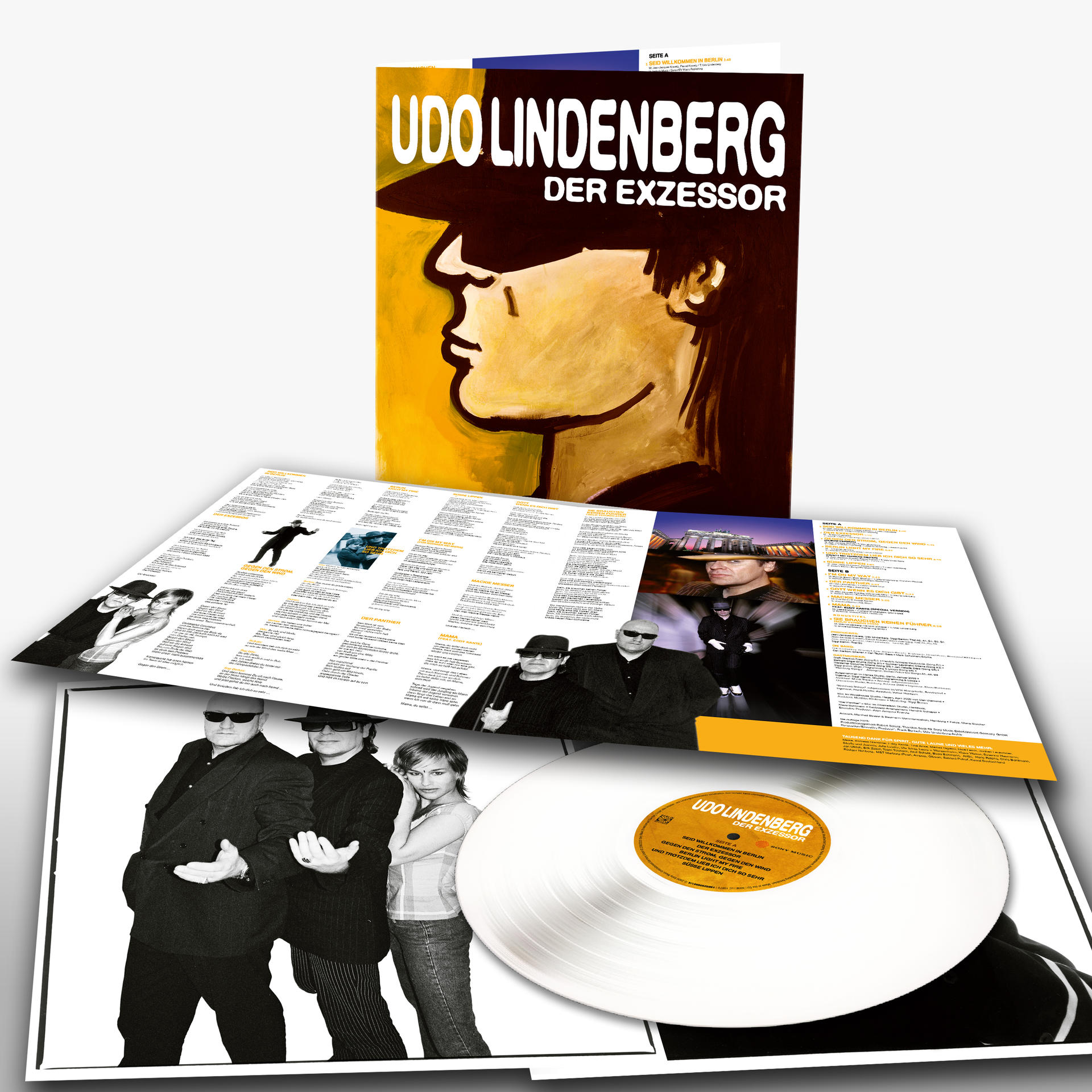 Albumcover: Udo Lindenberg, Der Exzessor. Enthält Bilder von Udo, Texte und eine Schallplatte.