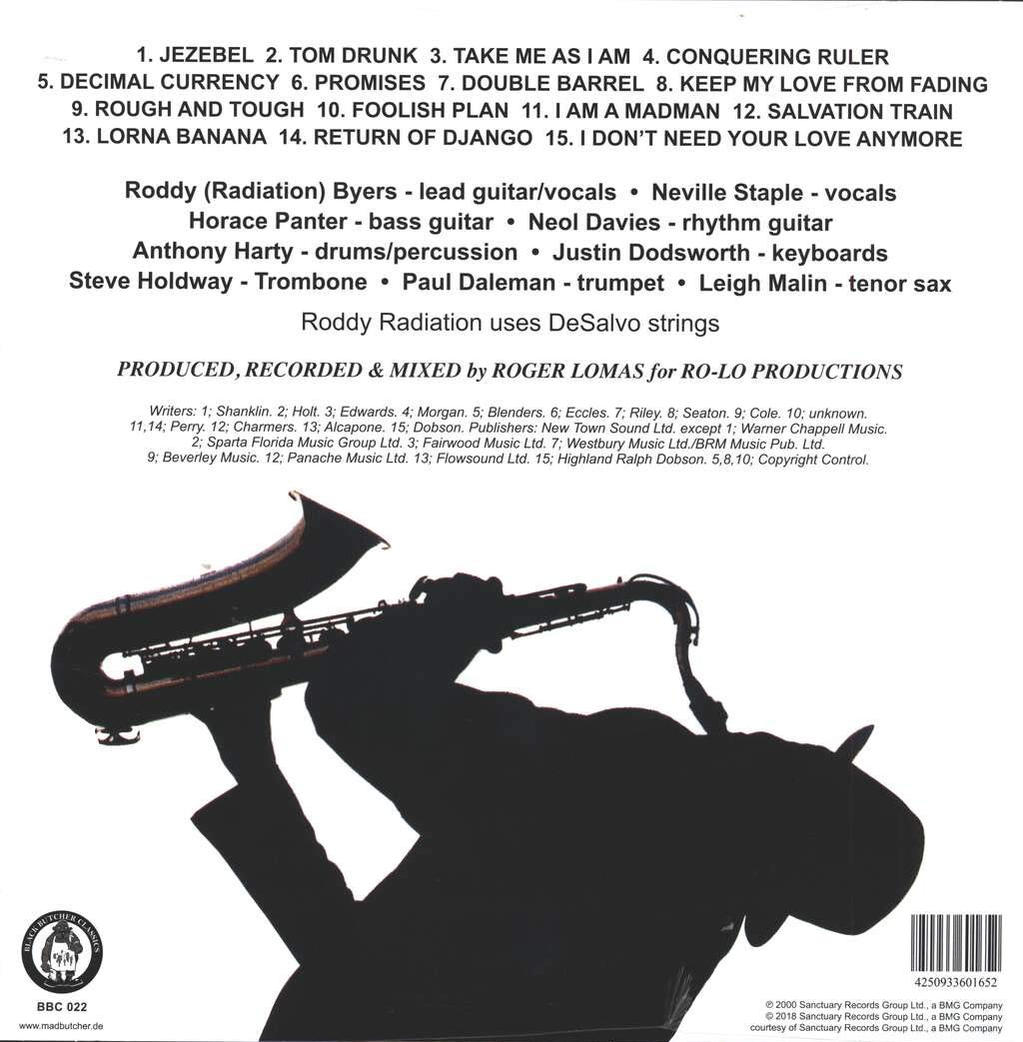 Album borító. Fekete sziluett egy szaxofonról. A szöveg tartalmazza a dalcímeket, a zenekari tagokat és a produkciós stábot.