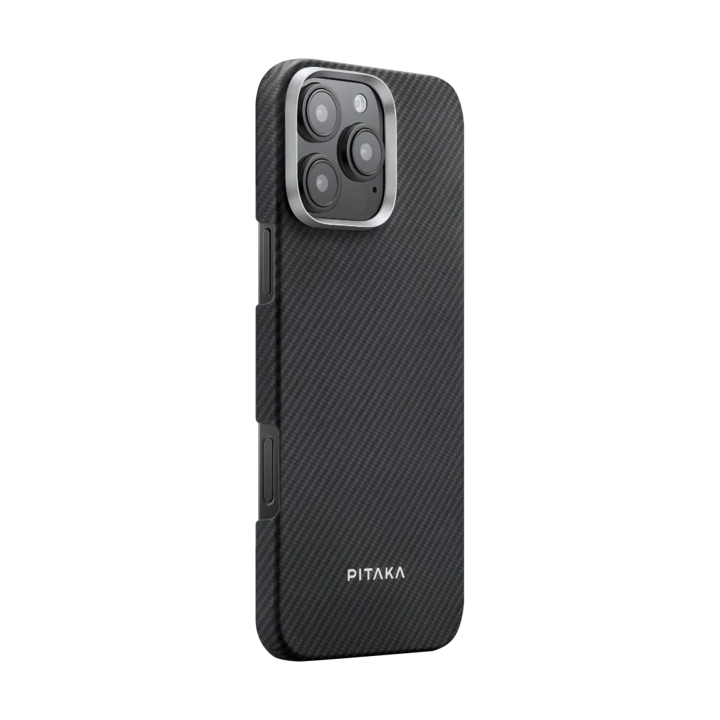PITAKA Ultra-Slim Case iPhone16 Pro Max vékony telefontok és Grip3 telefontartó, fekete-szürke (KI1601PMAG)