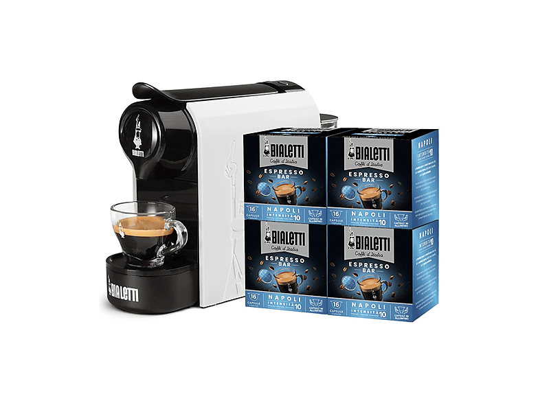 Bialetti Gioia + 64 Caps Macchina Caffé, Bianco