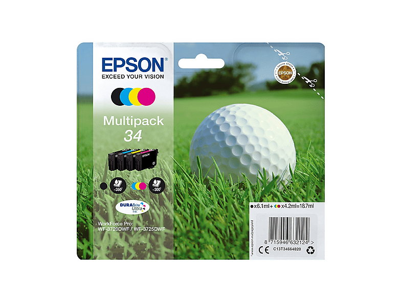 Multipack 4 cartucce Epson Pallina Golf 34 Nero, Giallo, Ciano, Magenta