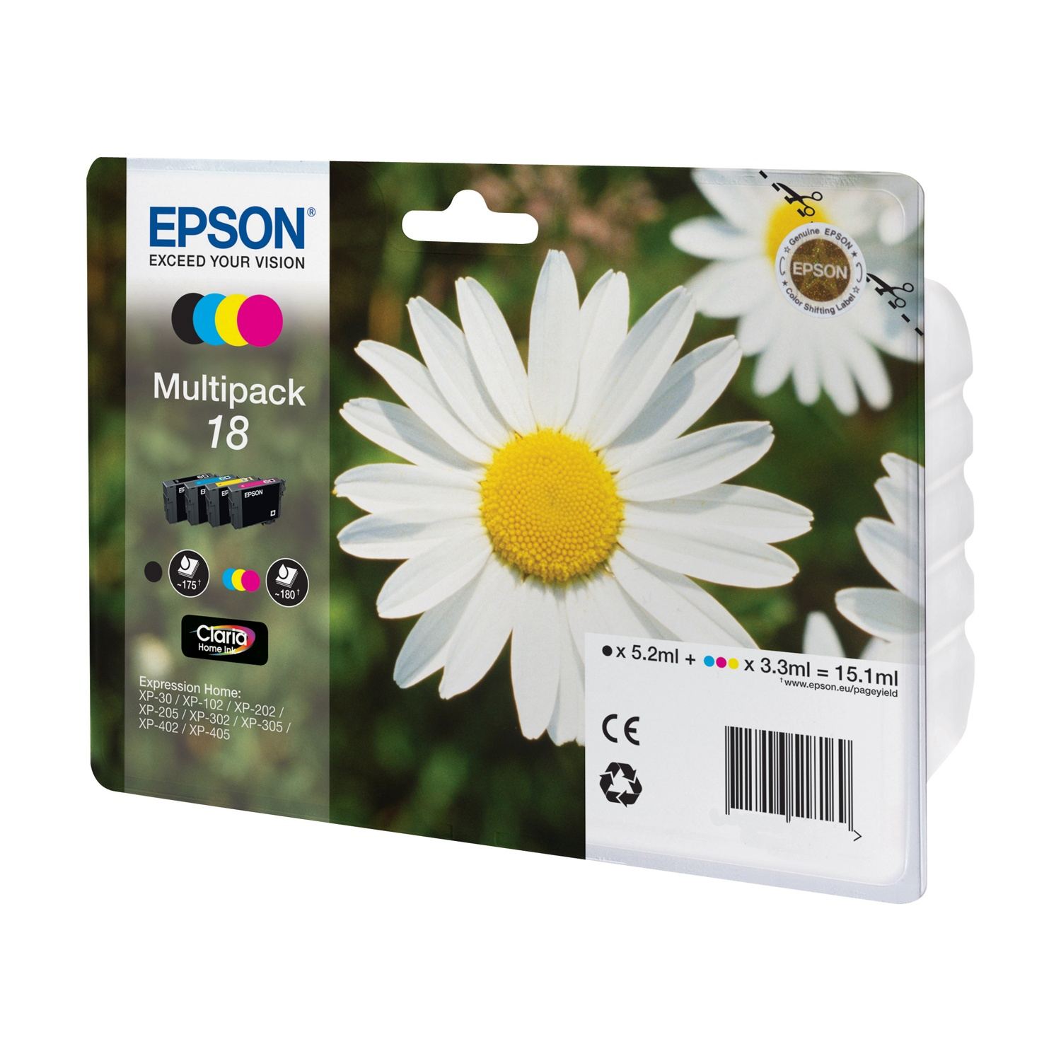 Multipack 4 cartucce Epson Margherita 18 Nero, Giallo, Ciano, Magenta