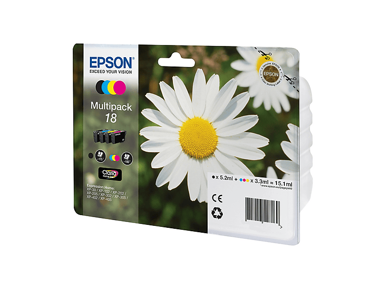 Multipack 4 cartucce EPSON Margherita 18 Nero, Giallo, Ciano, Magenta