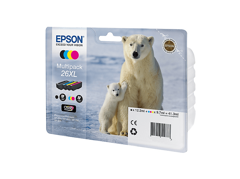 Multipack 4 cartucce Epson Orso polare 26Xl Nero, Giallo, Ciano, Magenta