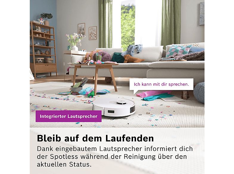 Bosch BCRC1W Spotless Saug- und Wischroboter (Weiß, Laufzeit: 160 min) — Foto 4 von 5