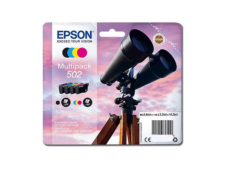 Multipack 4 cartucce EPSON Binocolo 502 Nero, Giallo, Ciano, Magenta
