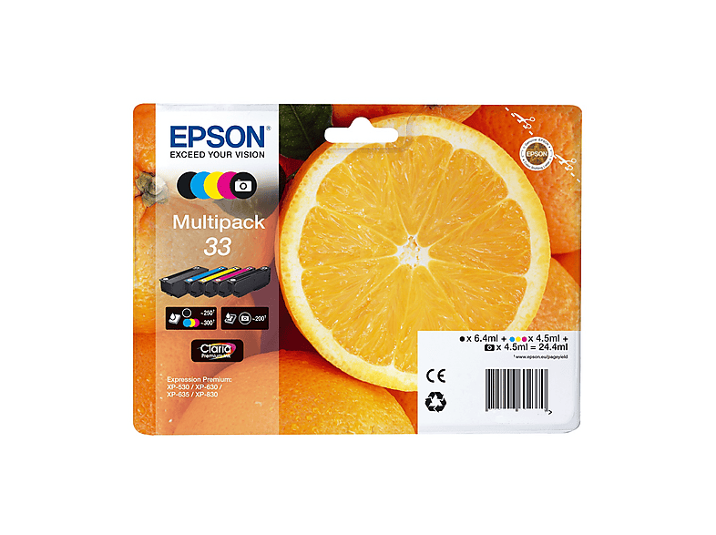 Multipack 4 cartucce EPSON Arancia 33 Nero, Giallo, Ciano, Magenta