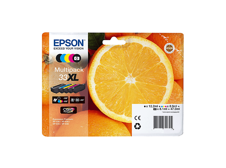 Multipack 5 cartucce Epson Arancia 33Xl Nero, Giallo, Ciano, Magenta, Nero Photo