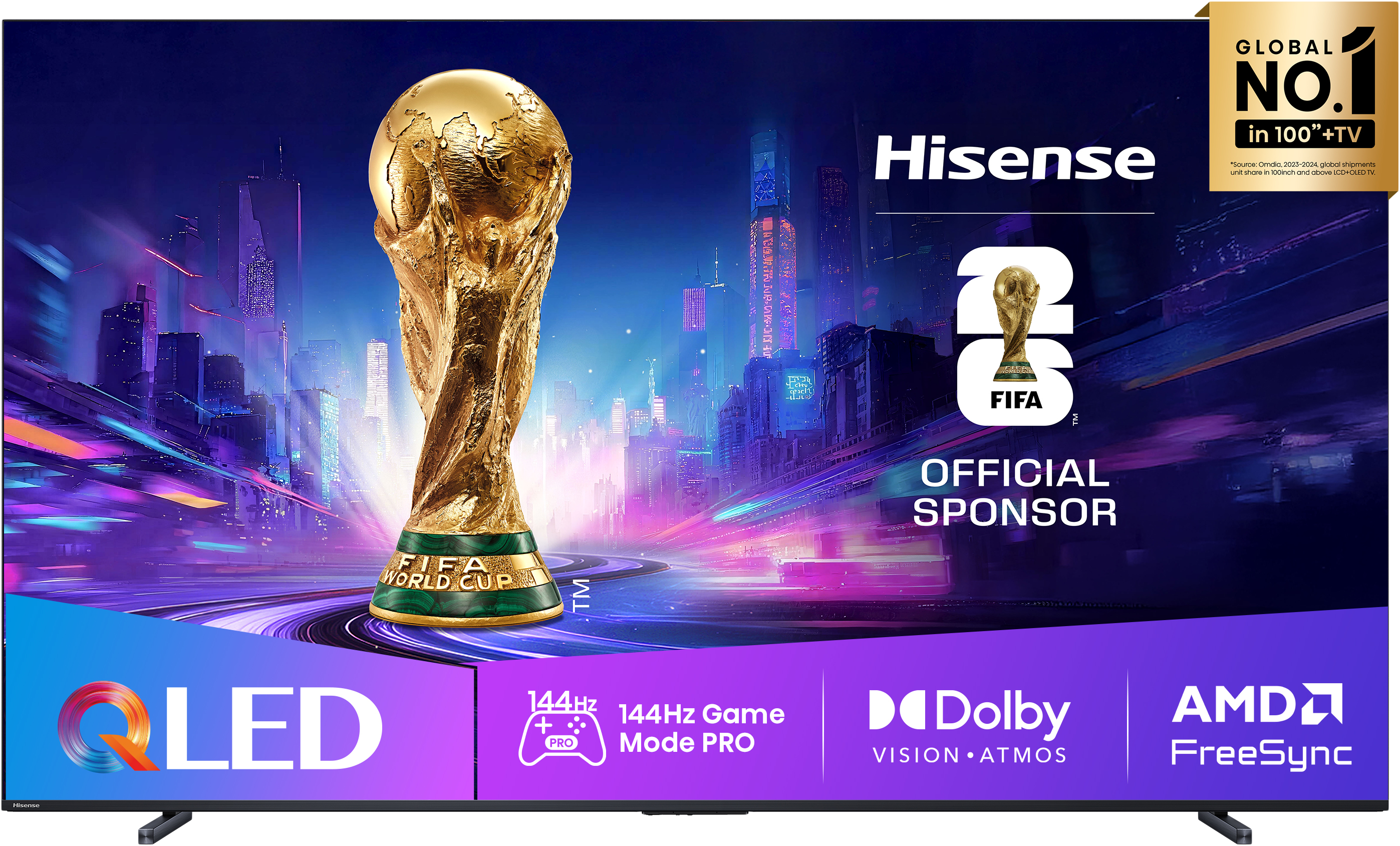 HISENSE 100E7Q PRO 4K UHD Smart QLED TV, sötétszürke, 254 cm