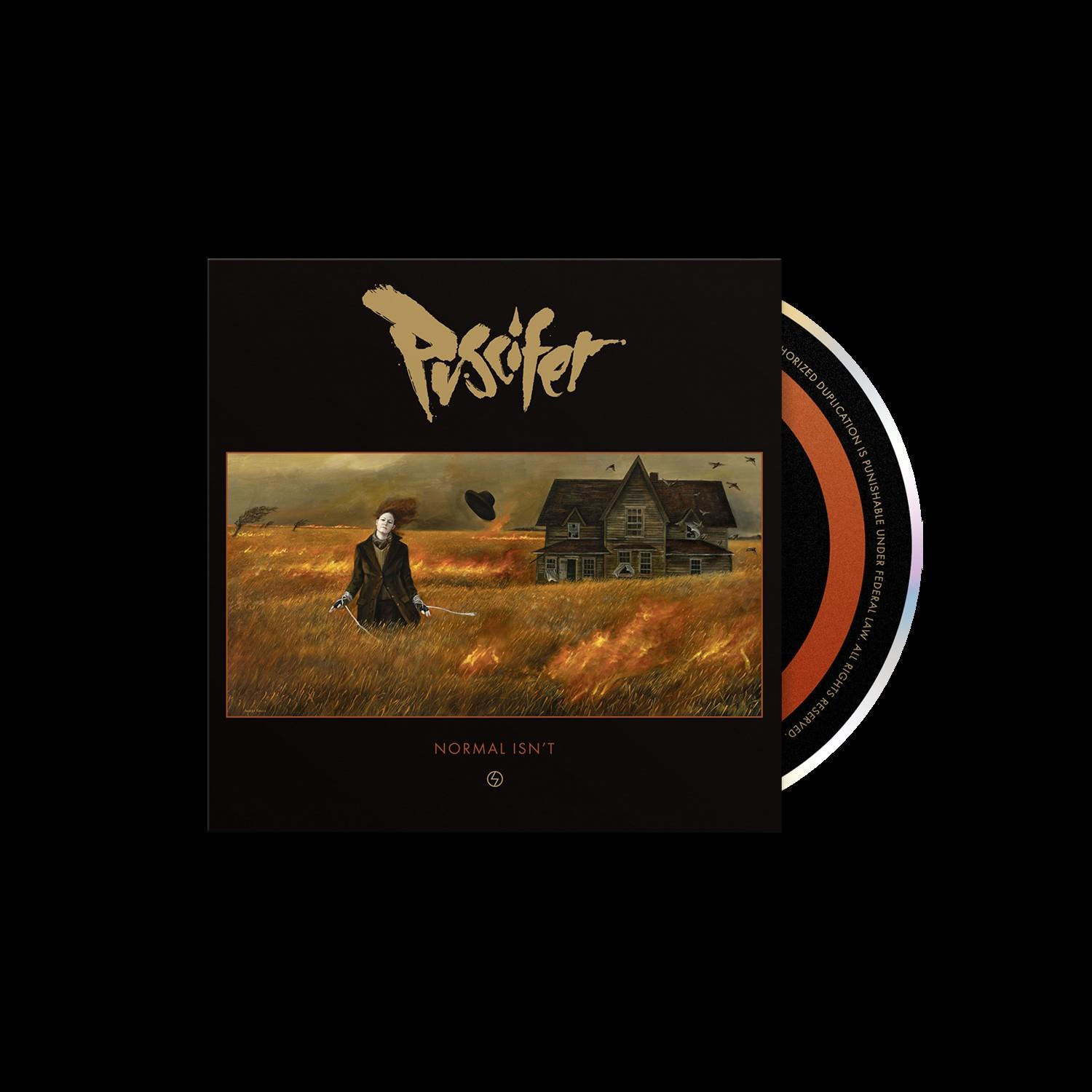 Albumcover. Eine Person in einem schwarzen Mantel steht auf einem Feld. Im Hintergrund ist ein Haus zu sehen. Bandname und Albumtitel sind sichtbar.