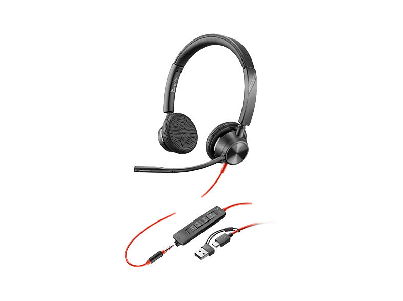 Auriculares de oficina - HP Poly Blackwire 3325, Supraaurales, Negros