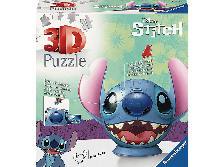 Ravensburger 11574 Disney Stitch 3D Puzzle-Ball mit Ohren