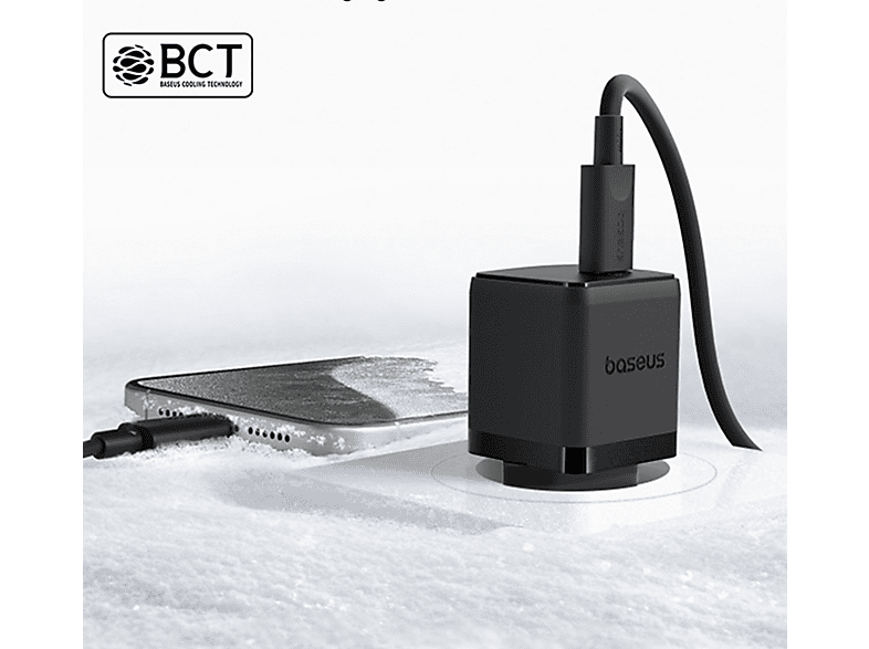 Cargador de pared - Baseus PALM, 30W, Kit con cable 60W y 100 cm, Carga ultrarrápida, Control temperatura, Universal, Negro Cluster – imagen 3