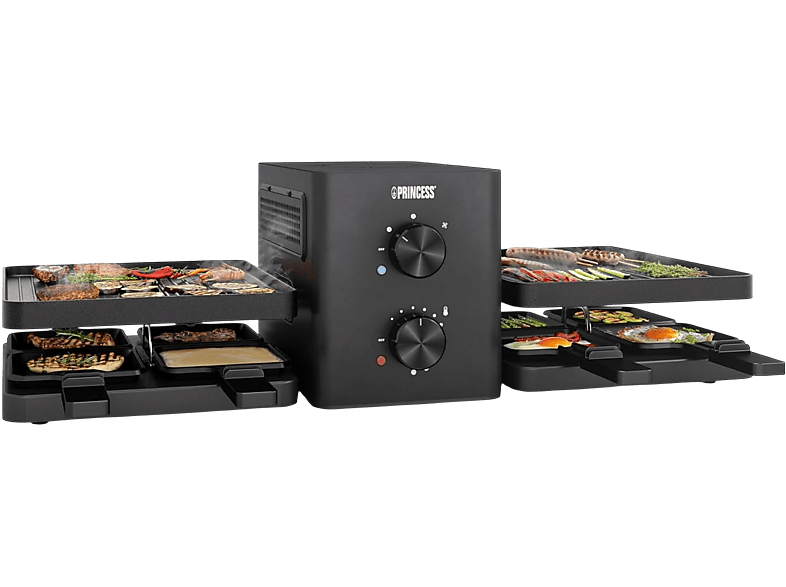 Princess 01.162660.01.001 Raclette (in Schwarz, für 8 Personen, 1500 Watt)