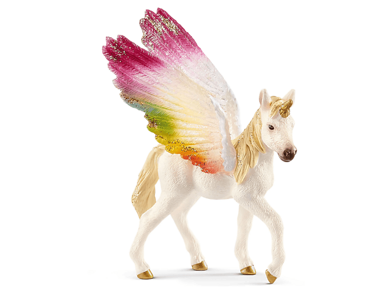 schleich Bayala Creatures: Geflügeltes Regenbogeneinhorn, Fohlen; Spielfigur