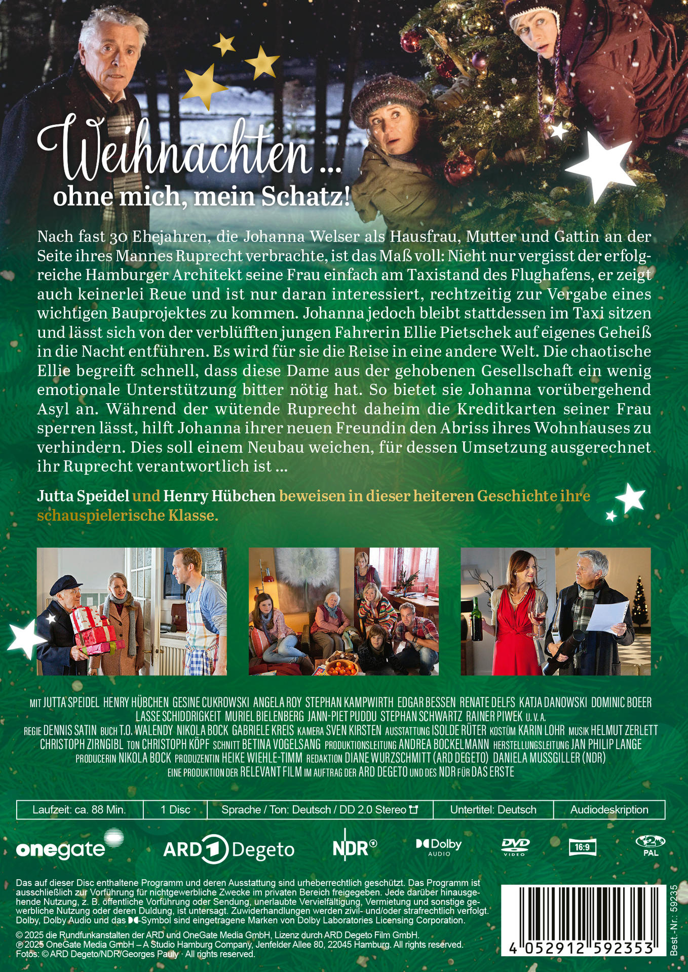 Filmposter mit Schauspielern, Titel 'Weihnachten' und Text. Unten befinden sich mehrere kleinere Bilder.