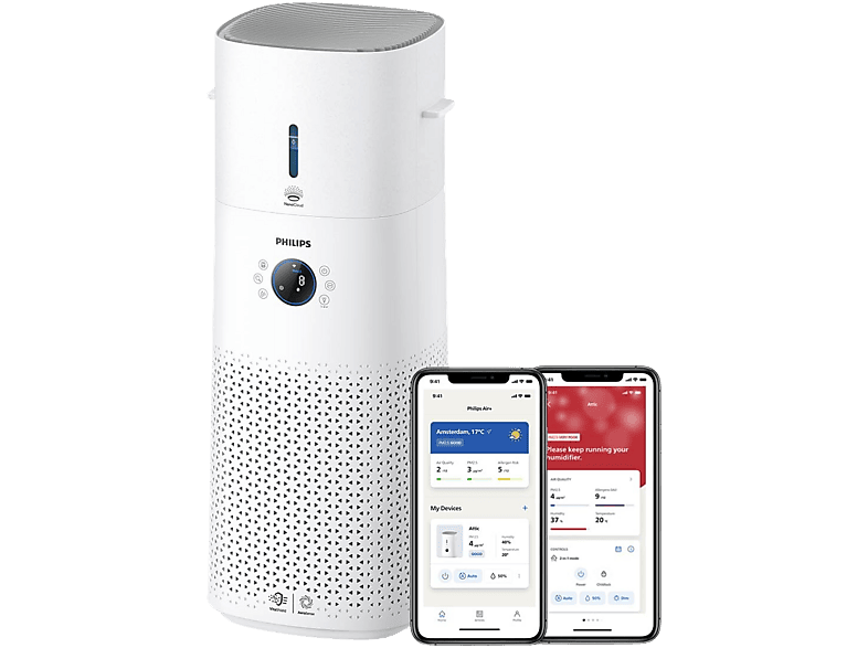 Philips AC3737 2-in-1-Kombigerät zur Luftreinigung und -befeuchtung Weiss (42 Watt, Raumgröße: 131 m²)