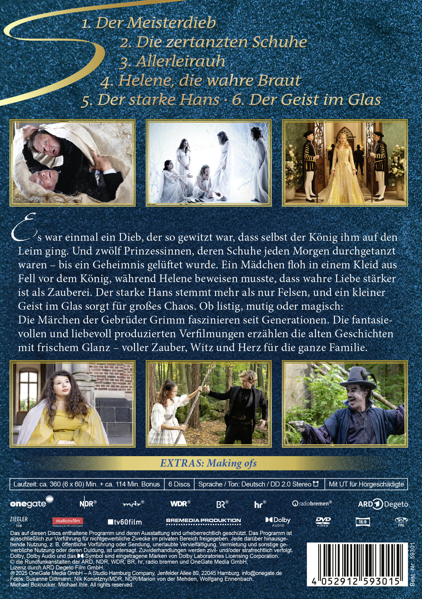DVD-Cover mit Filmtiteln, Standbildern, Logos und Text auf Deutsch. Der Hintergrund ist dunkelblau.