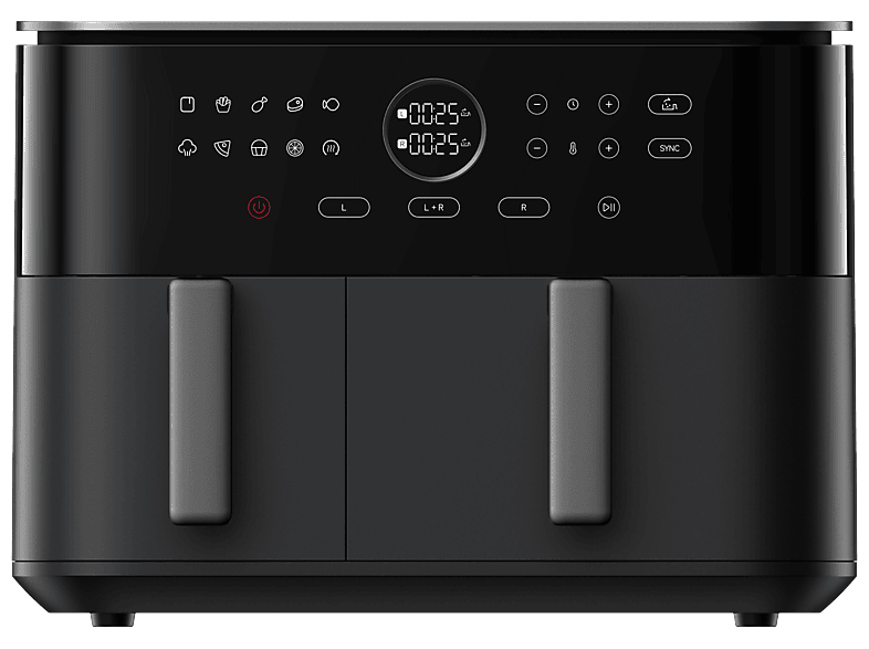 Xiaomi BHR 07SGEU Dual Zone Air fryer Doppelkammer-Heißluftfritteuse mit 2 Garzonen 10 l, 2700 Watt, Schwarz