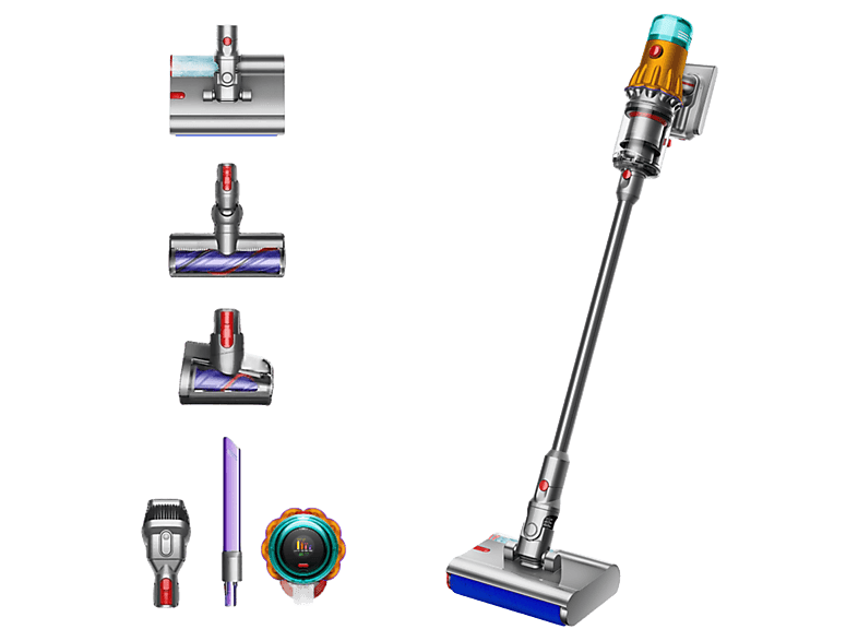 Aspirador escoba - Dyson V12s Detect™ Slim Submarine, Friegasuelos, Potencia succión 140 AW, Autonomía 60 min, Accesorios incluídos, Níquel