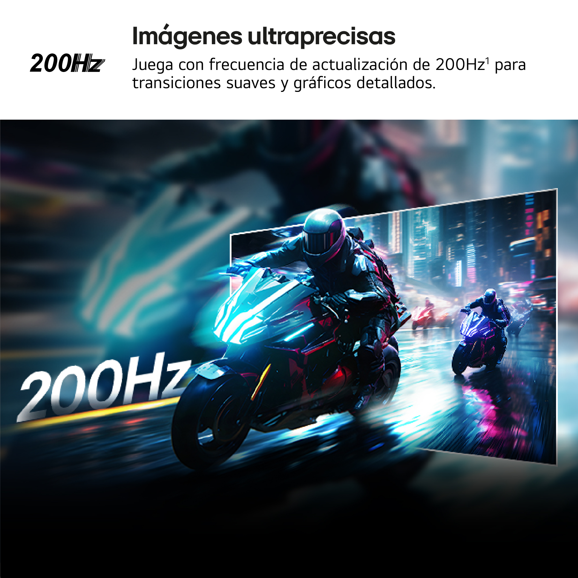 La imagen muestra dos motos futuristas corriendo de noche. Las motos están iluminadas con neón contra un fondo urbano.